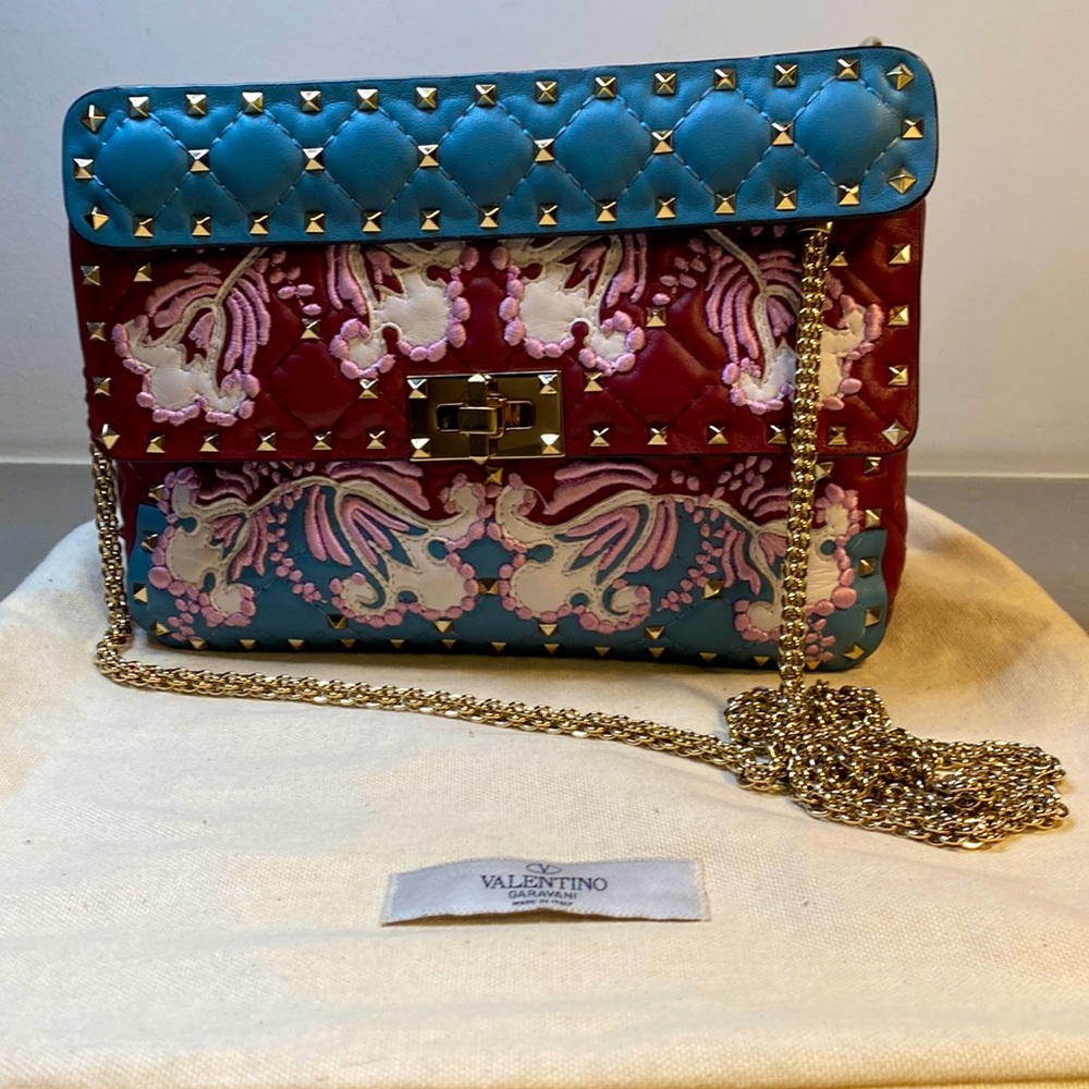 Valentino Floral Rockstud Spike Medium Chain Bag Limited Edition